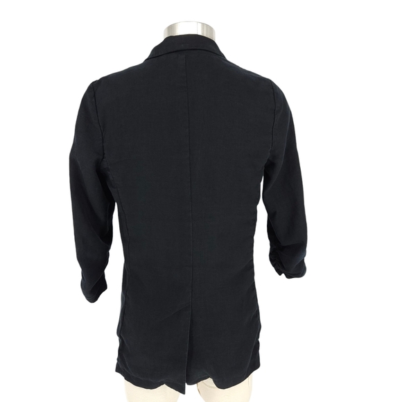 Michael Kors Blazer Linen Black Ruched 3/4 Sleeve 1 Button Jacket 6 - Picture 4 of 9